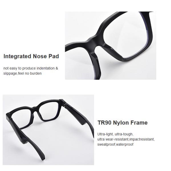 IPX4 Water Resistance Intelligent Polarized Sunglasses Black Frame Gray Lenses