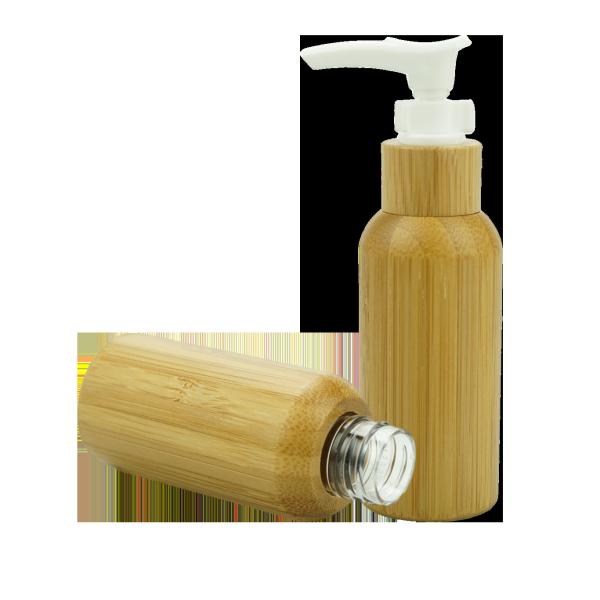 Empty Lotion Pump Bamboo Cosmetic Containers Lotion Bottles  Inner Plastic 120ml