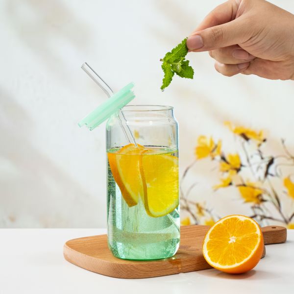 Modern Minimalist Eco-friendly High Borosilicate Glass Tumbler Universal Handle Cup Portable Reusable Cork Cap Dishwasher Safe