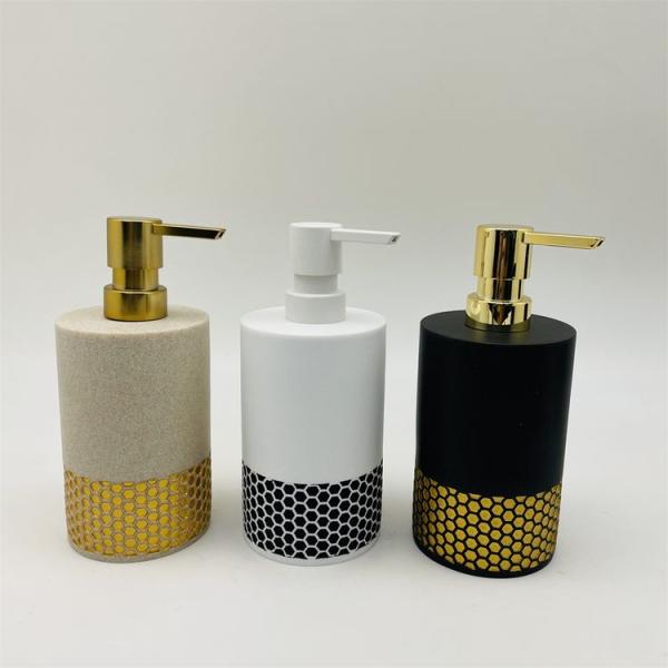 Роскошные аксессуары для ванной полирезина песчаный камень черный цвет с золотой лентой