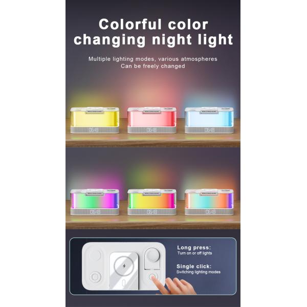 Беспроводное зарядное устройство с поддержкой Qi и динамик Bluetooth с яркими огнями Совместимость устройств с поддержкой Qi