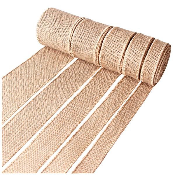 Padrão SOLID COLOR fita de tecido de juta natural fio de borracha fita de rolo para decoração de bricolage