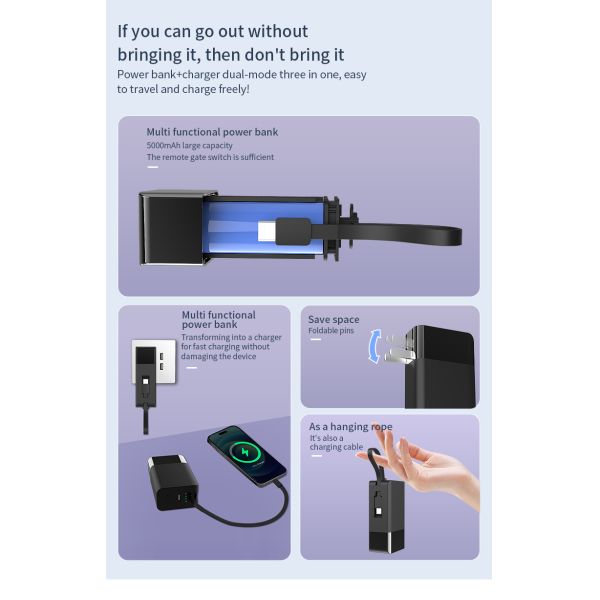 22.5W Output 3 In 1 Quick Charger Power Bank Micro USB Safety With Over Discharging Protection