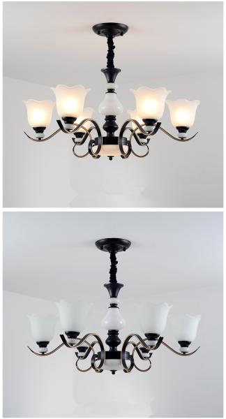 Black wrought iron chandeliers sale with Glass Lampshade (WH-CI-101)