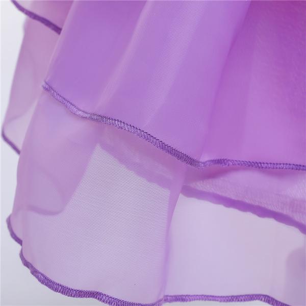 Hot Sale Toon Purple Girl Dress Bow Belt Printed Mesh Gown Princess Dress Tutu Dresses Invisible Zipper Disfraces Vestid