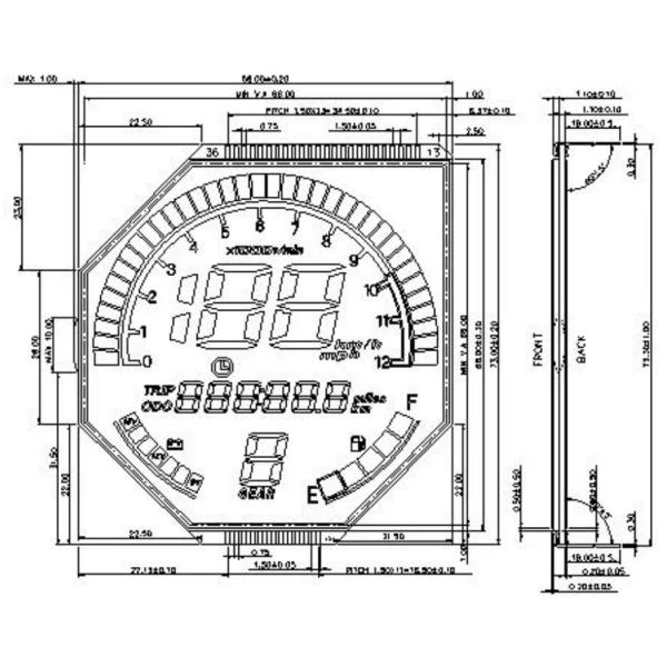 Customized Negative Transmissive  7 Segment VA LCD Display For Digital Product