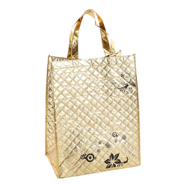 Wholesale Custom Logo Printed Stripe Eco-Friendly Non-Woven Laser Highlight Shopping Grocery Tote Bag