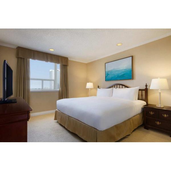 Luxury Dark Walnut Veneer Hotel Bedroom Furniture Sets With Writing Desk