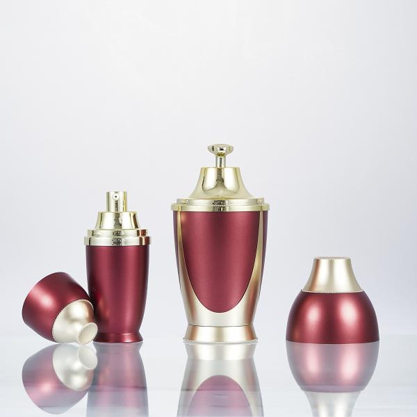 50g 120ml Luxury Cosmetic Packaging Red Glass Acrylic Lotion Essence Face Cream Jar