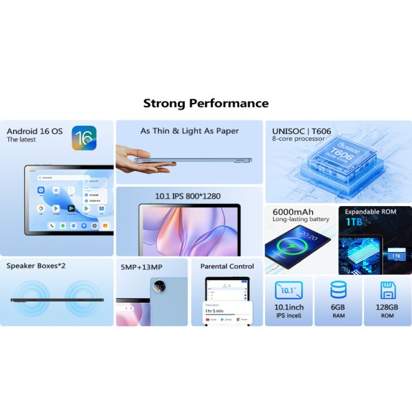Kinstone 10.1inch Tablet PC 6000mAh 4G LTE Octa-core Incell FHD 6GB+128GB