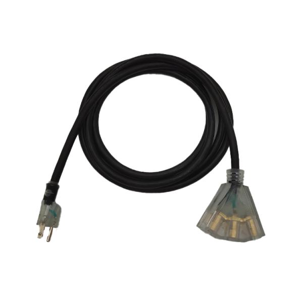 Home Appliance 3 Pin Heavy Duty 12 Gauge Extension Cord 3-foot ETL Standard Black/Grey Power Cord 15A 125v Electrical Cable