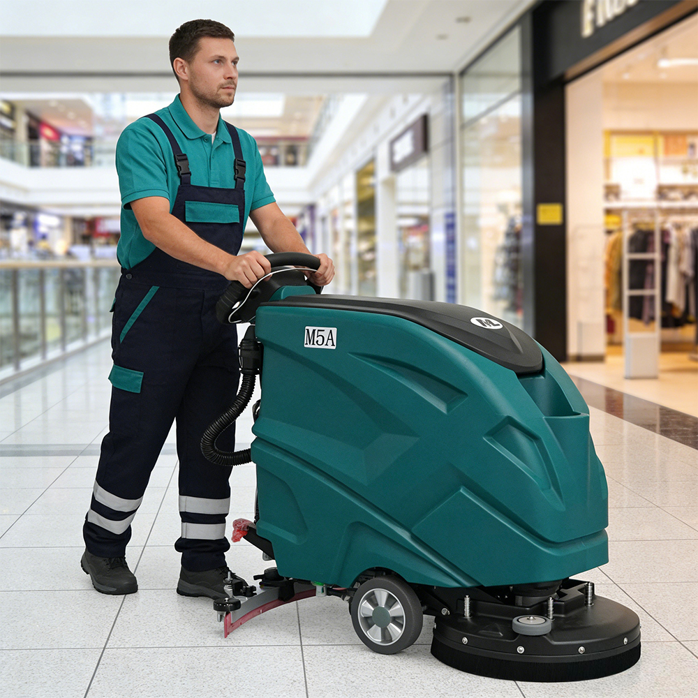 Lithium Battery Walk Behind Floor Scrubber Industrial Floor Washer Low Noise Hard Surface Cleaning Equipment