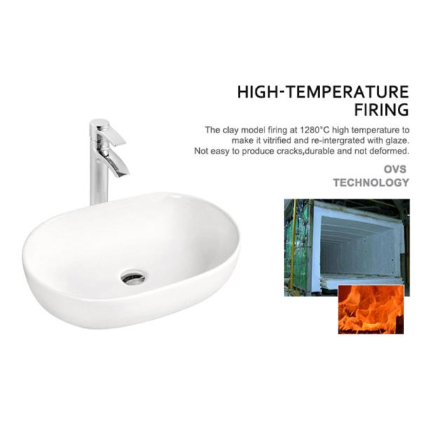 Ceramic Oval Counter Top Bathroom Sink 18 Inch 15 Depth