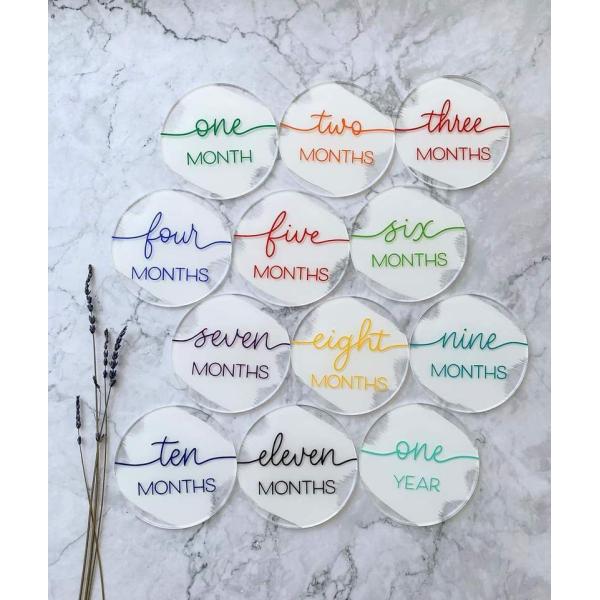 3D Recording Wooden Milestone Disc Baby Birth Wooden Monthly Milestone Cards