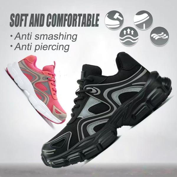 Fashionable Safety Shoes for Women Steel Toe Lightweight Shoes Black