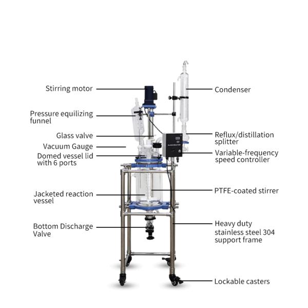 Glass Chemical Jacketed Lab Reactors 1L 5L 10L 20L 50L 100L 150L 200L