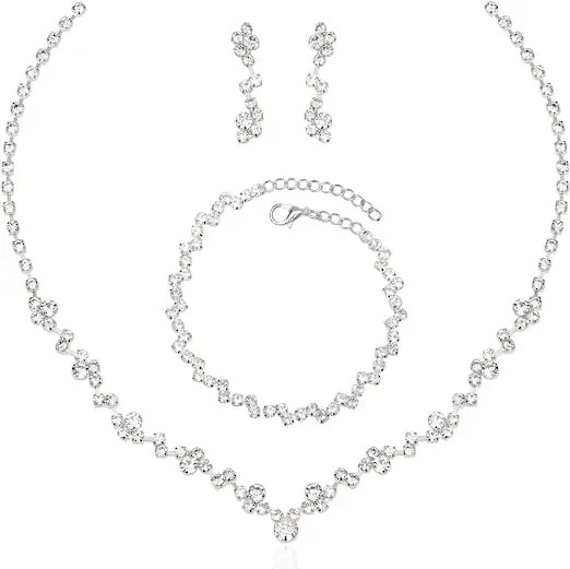 Родий 925 серебряный ювелирный набор 18 дюймов длина цепочки серебряные серьги