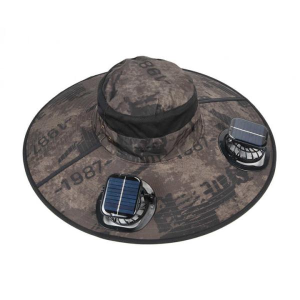 Rechargeable Solar Fan Hat - Adjustable Wide Brim (60cm) Fishing Cap with Dual Cooling Fans & UV Protection