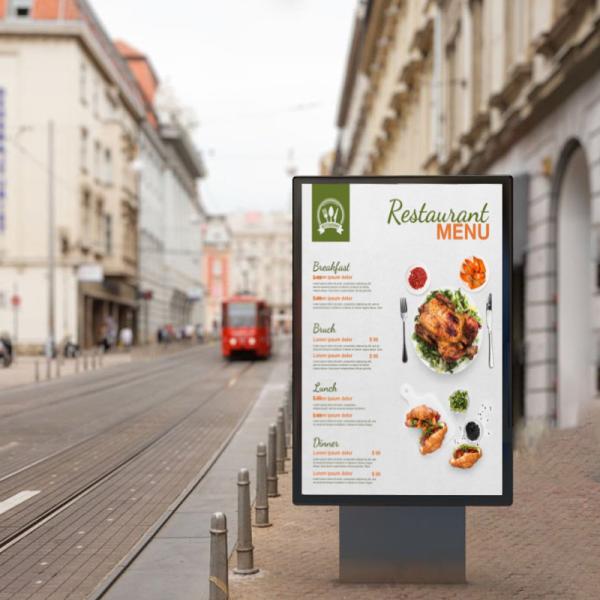 Внешний водонепроницаемый фаст-фуд Диск через табло меню Реклама LCD цифровые вывески