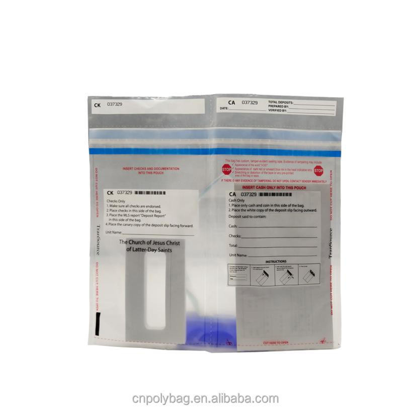 Free Sample LDPE Plastic Money Cash Deposit Envelopes Security Package Bags