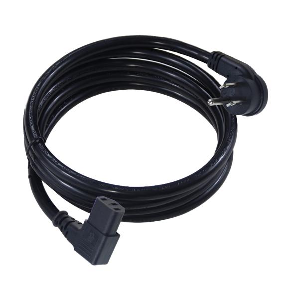 Right Angle NEMA 5-15P to IEC C13 Power Cord 18AWG Heavy Duty