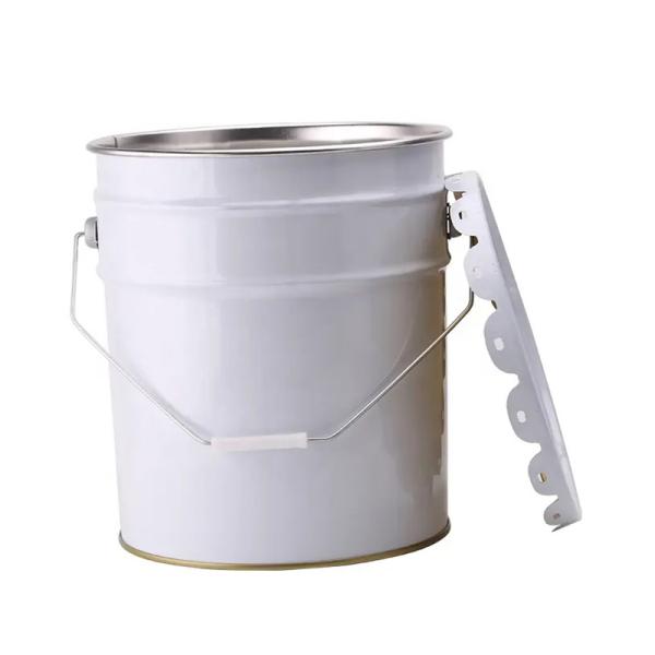 Almacenamiento de semillas de hierro galvanizado de plata balde de acero con cabeza abierta con tapa y patio al aire libre