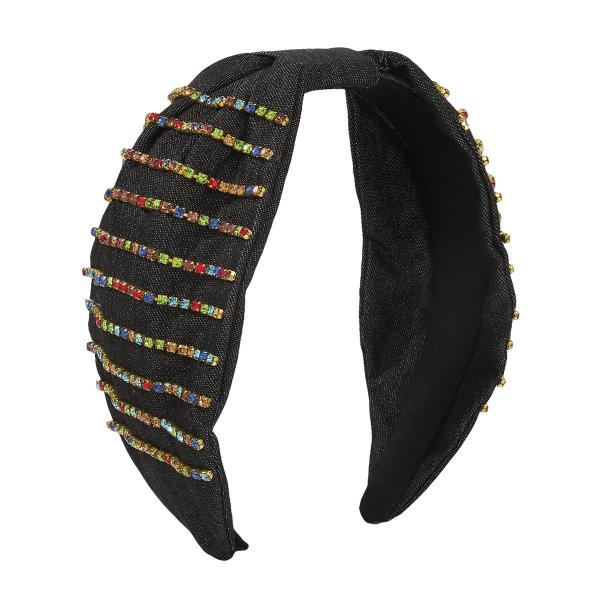 Denim hair hoops wide fabric headbands Creative color diamond-encrusted wide edge hoops hair accessories