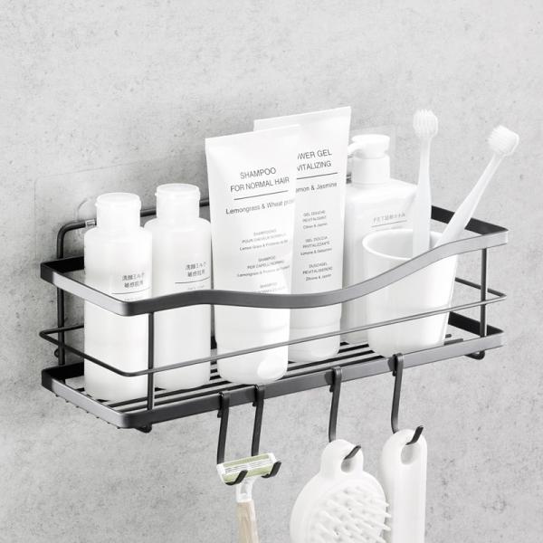 Scratch Resistant Stainless Steel Multifunctional Hooks Adhesive Shower Organizer for Kitchen and Bathroom