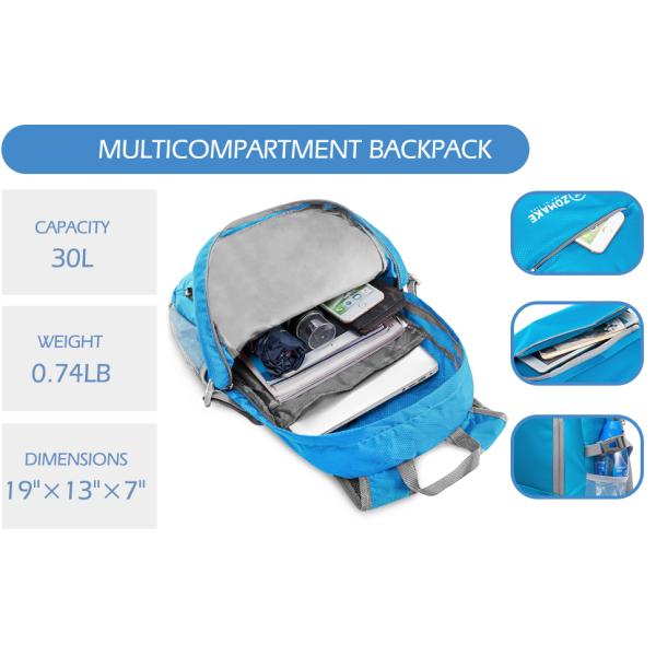 30l Packable Hiking Backpack Water Resistant Lightweight Foldable