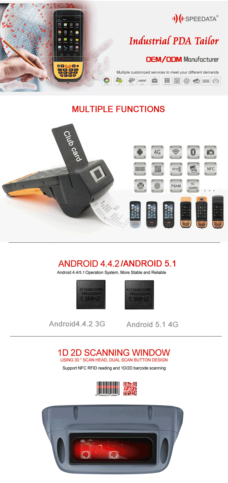 Принтер Pos промышленный PDA андроида Handheld термальный для снабжения Fmcg & выражает