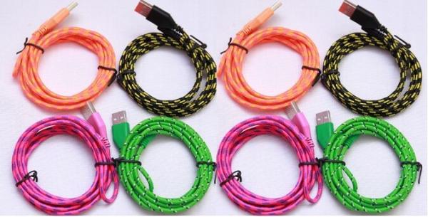 Micro USB Cable Fabric Braided Cable 1M 3FT 2M 6FT 3M 10FT For Htc Lenovo Huawei samsung
