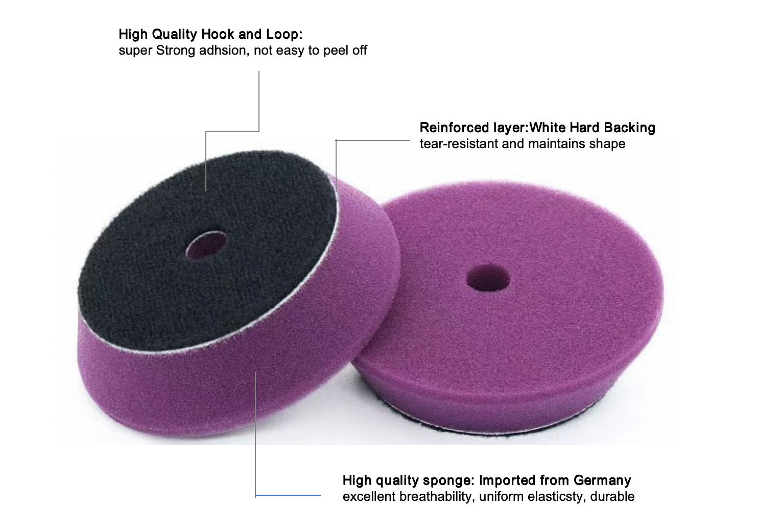 Purple Beveled Edge Car Foam Polishing Pad For Medium Cutting