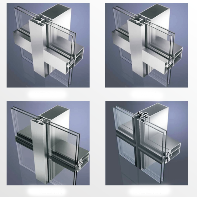 Double Glass Aluminum Curtain Wall Waterproof For Commercial Use