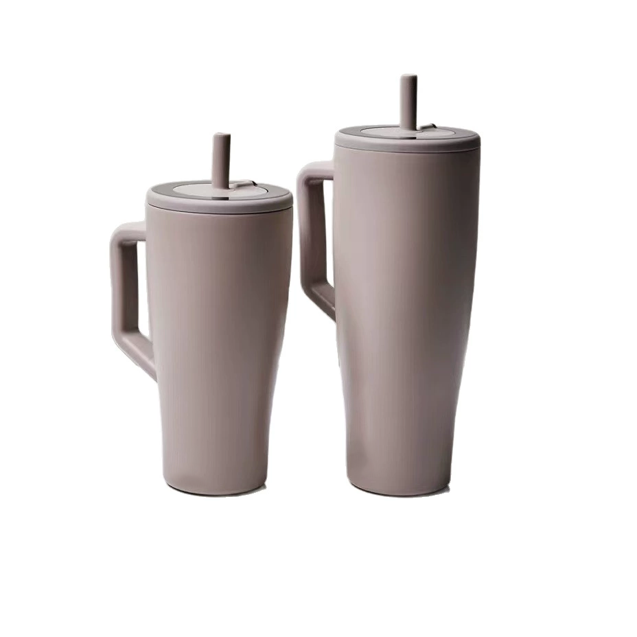 Cross-border Ice Cup 304 Stainless Steel Insulated Flask With Straw Outdoor Large-capacity Handle Car Tumbler