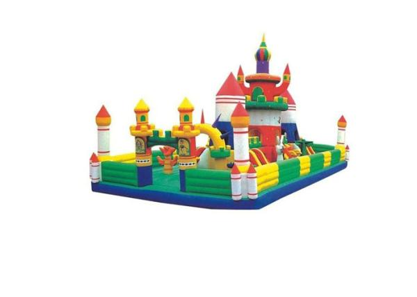 Commercial Inflatable Fun City Amusement Park 14 * 7m 0.55mm PVC Tarpaulin