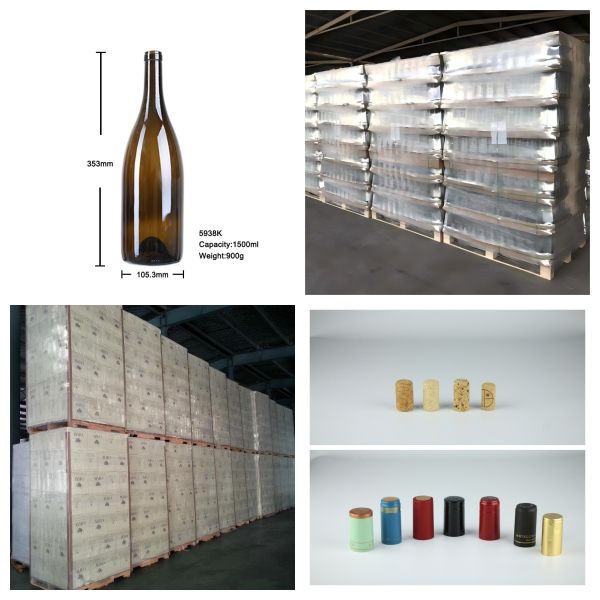 1500ml Custom Wine Bottles Magnum Rhine Glass Bottle Cork Top For Riesling 900g 5938K