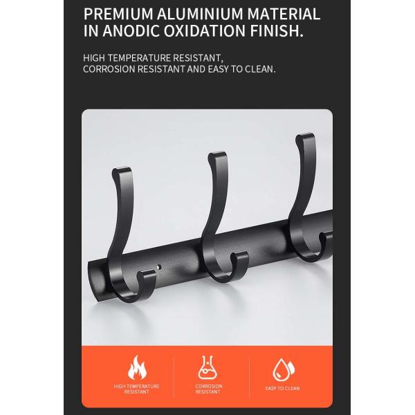 Matte Black Stainless Steel Robe Hooks , Wall Mount Towel Hanger OEM ODM