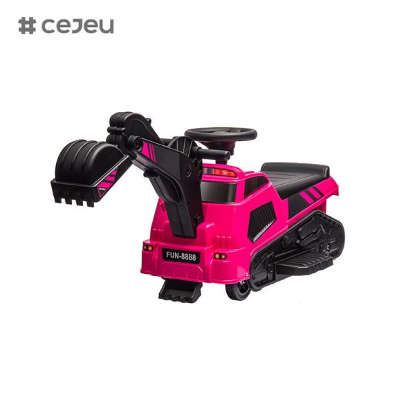 KINTEX CJ-009E Kids Ride on Tractor with Storage, Excavator Scooter Gift for Kids,6V4.5AH Steering wheel/Horn/Music