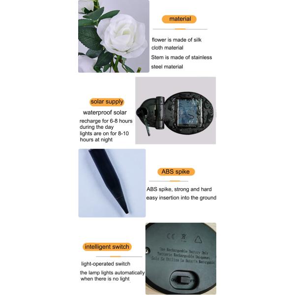 Solar three heads rose lights Ground decoration lawn lamp