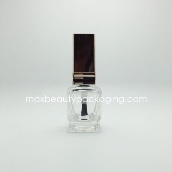 metallic gold uv coating nail polish cap 16ml square nail polish bottle with a foot flat brush nail polish packaging