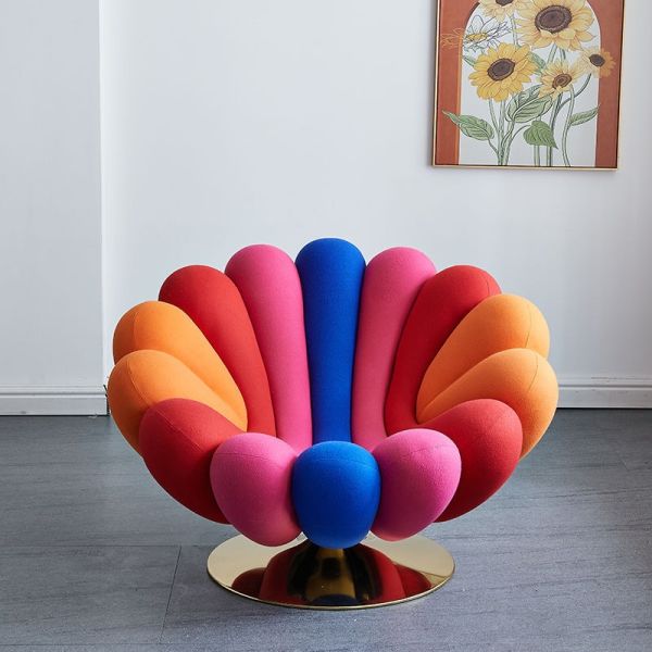 OEM Ergonomic Scandinavian Design 360° Swivel Accent Chair Single Stainless Steel Base Leisure Sea Anemone Chair for Living Room