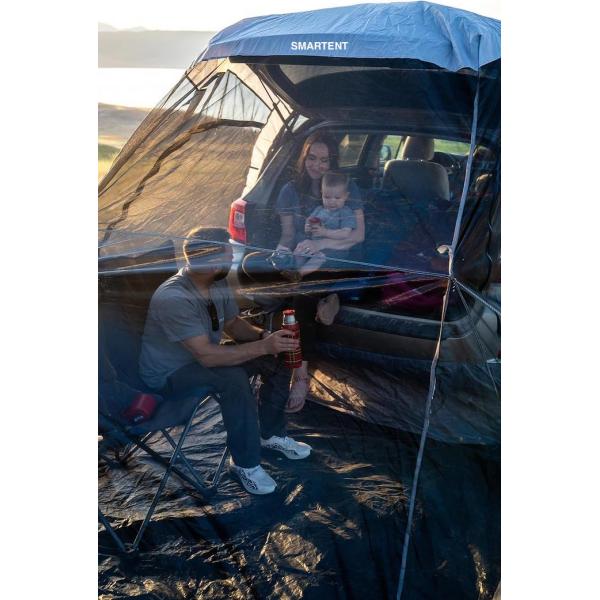 183*183*213CM Black Waterproof Coated Polyester Auto Camping Tent Compact Car Shelter Easy Setup For 2-4 People