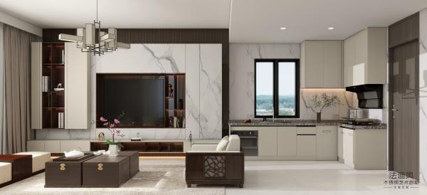Fadior Modern Beige Stainless Steel L Shaped Kitchen Cabinet With Integrated Appliances