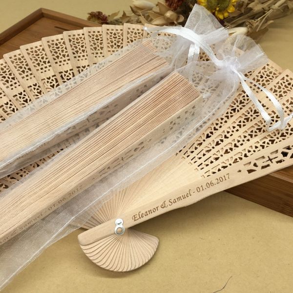 Personalised Nature Wooden Folding Hand Fan for Wedding Souvenir Gift