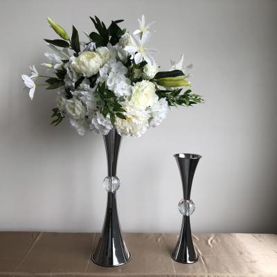 Vaso de ouro prata decorativo de metal conjunto de flor Vaso de casamento decoração central