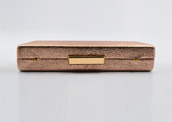 Box Shape Metal Buckle Ladies Evening Clutch Bags Leather Senior Golden Color