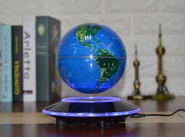 led light UFO floating levitation globe, magnetic levitation bottom 6inch globe lamp light for decor gift