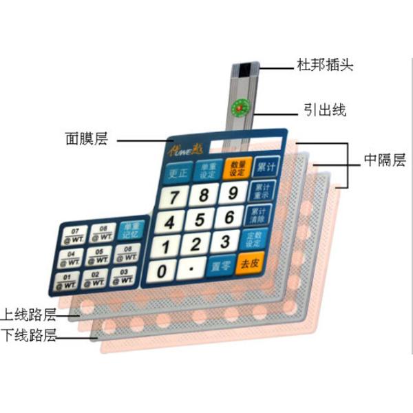 Electric Industrial Single Membrane Switch Dull Polish , Membrane Key Switches
