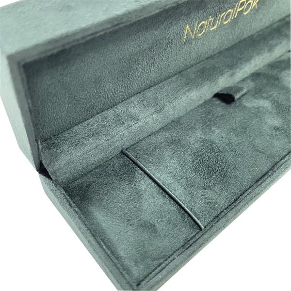 Green Microfiber Luxury Watch Packaging Box Rectangle Jewellery Box For Necklace Set