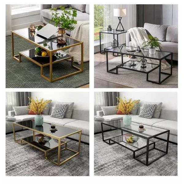 Noir de luxe Powerd de table basse de pierre enduisant le Tableau de thé de marbre minimaliste